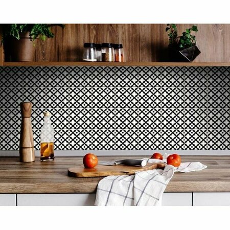 Homeroots 7 x 7 in. Black & White Dia Peel & Stick Removable Tiles 399943